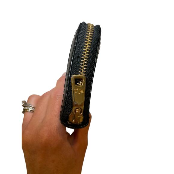 Ralph Lauren Black Leather & Gold Plate Full Zipper‎ Women's Card Wallet - Picture 6 of 14